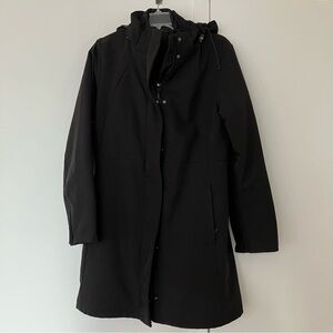 Design Collective trench parka puffer sz M black lined zipper removable hood